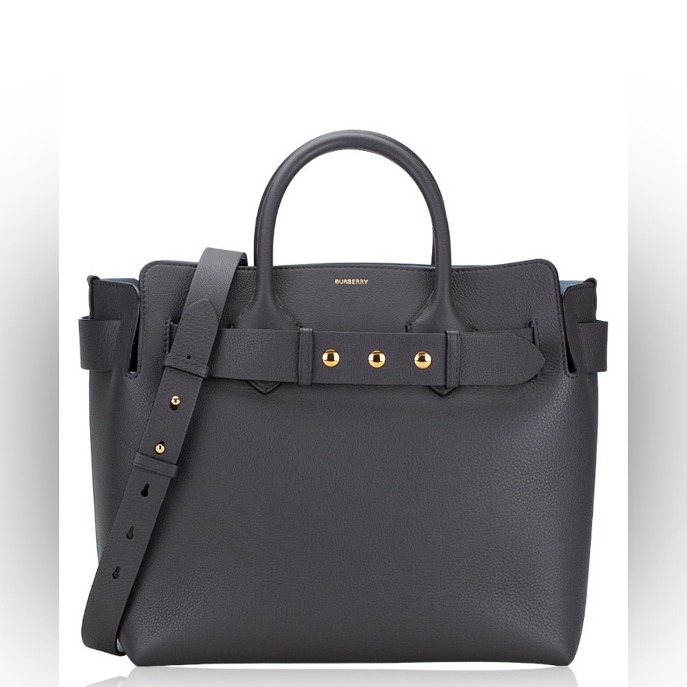 Burberry Soft Grain Calfskin Triple Stud Large Leather Belt Bag in Charcoal Grey
